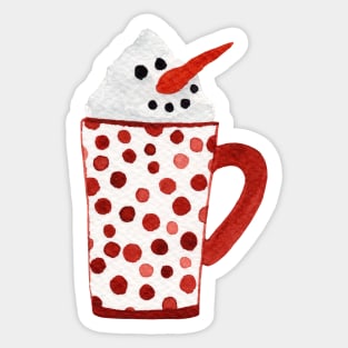 Hot Chocolate Snowman - red dot pattern mug Sticker